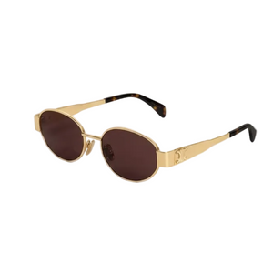 Celine Oval Gold Metal Frame Sunglasses With Brown Gradient Lenses