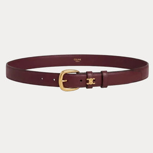 Celine Red Leather Belt with Triomphe Logo