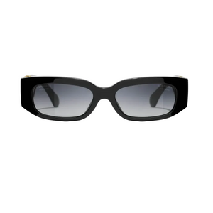 Chanel Black Rectangular SunglassesWith Gold And Crystal-Embellished Temples