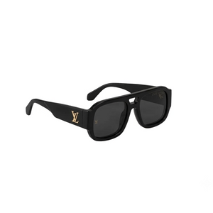 Louis Vuitton Black Acetate Sunglasses With Gold Logo