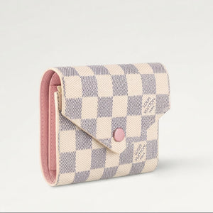 LV Designer Rose Lined Small Wallet in Classic Azur Canvas