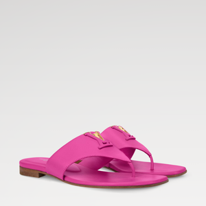 Louis Vuitton Pink Mare Flat Thong With Gold-and-Leather LV Initials Accessory