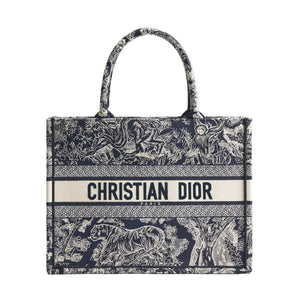Dior Book Tote Blue and Ecru Medium Toile De Jouy Reverse Embroidery