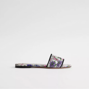 Dior Dway Slide Embroidered Cotton and Multicolor Dior Hortensia Garden Motif