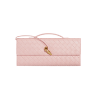 Bottega Veneta Andiamo Clutch Rose Pink Leather with Knotted Strap Feminine Italian Elegance