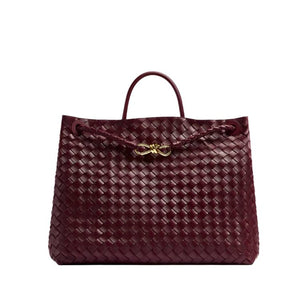 Bottega Veneta Large Andiamo Bag Barolo Intrecciato Leather With Knotted Strap