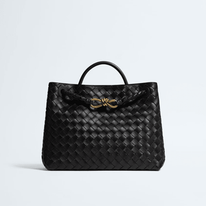Bottega Veneta Medium Andiamo Crossbody Bag in Intrecciato Leather Black