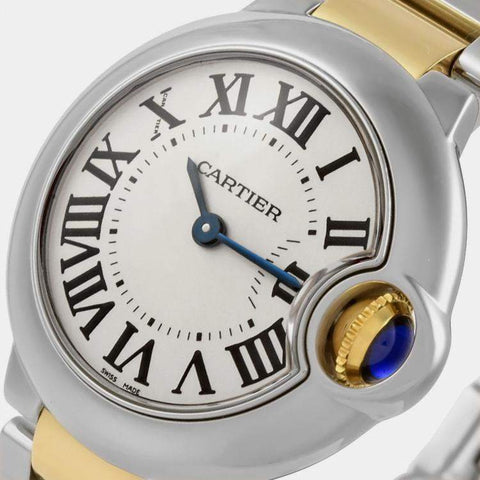Cartier Silver Gold Stainless Steel Bleu Women's Wristwatch - BEAUTY BAR