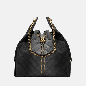 Chanel 25 Large Handbag Washed Denim And Gold-Tone Metal