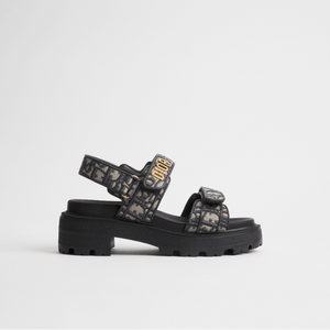 Dior Act Platform Sandal Cotton Embroidered With Deep Blue Dior Oblique Motif