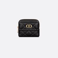 Dior Caro Lavender Wallet Black Supple Cannage Calfskin