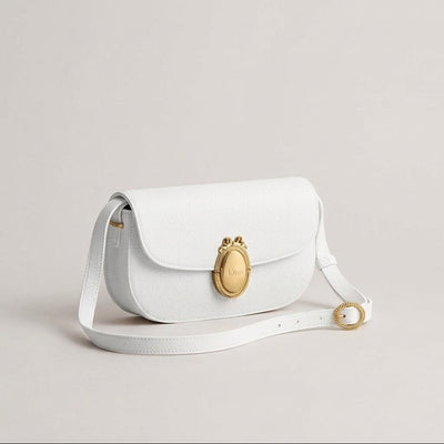 Dior Classic White Leather Bag With Gold Oval Buckle