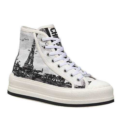 Dior High-Top Platform Sneaker Cotton Embroidered