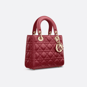Dior Lady Dior My ABCDior Small Bag Cannage Patterned Sheepskin In Cherry