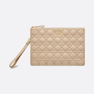 Dior Large Caro Daily Pouch Sand-Colored Supple Cannage Calfskin