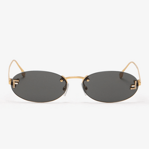 Fendi First Crystal Oval Sunglasses Black