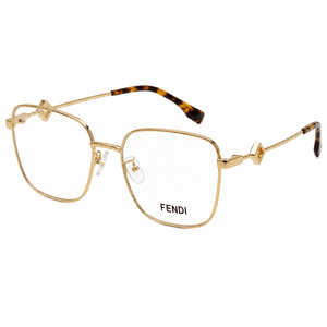 Fendi Gold Metal Eyeglasses With a Square Frame