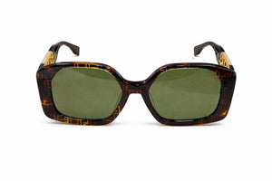 Fendi Oversized Square Sunglasses – Tortoiseshell Frame & Green Lens