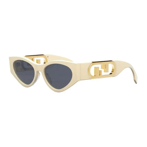 Fendi Sunglasses Model Featuring a Cat-Eye Frame and Gold Logo