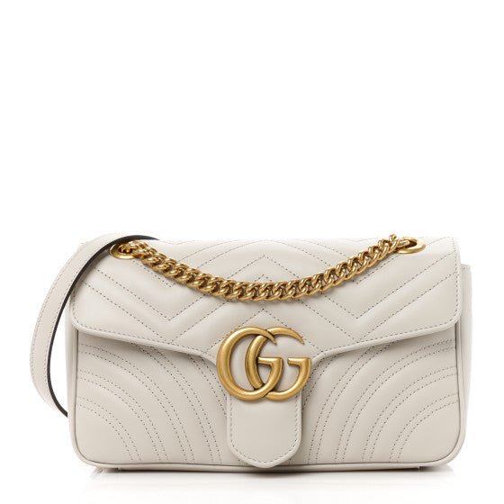 Gucci GG Marmont White Small Leather Shoulder Bag