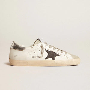 Golden Goose Men's Super-Star In White Leather With Black Star