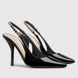 Gucci Signoria Slingback Pump In Black Leathe