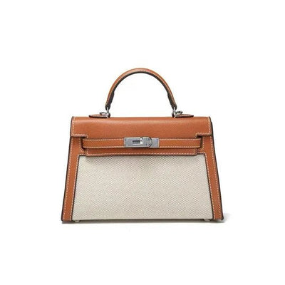 Hermès Mini Kelly Bag , Brown, Silver Metal