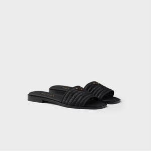 Leather Slides With Crochet Details