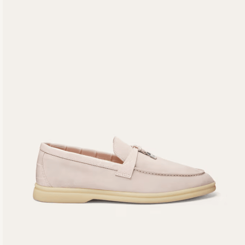 Loro Piana Summer Charms Walk Whisper Pink Loafer Suede