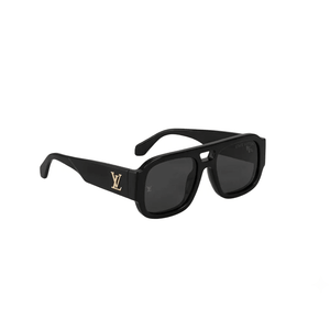 Louis Vuitton Black Acetate Sunglasses With Gold Logo