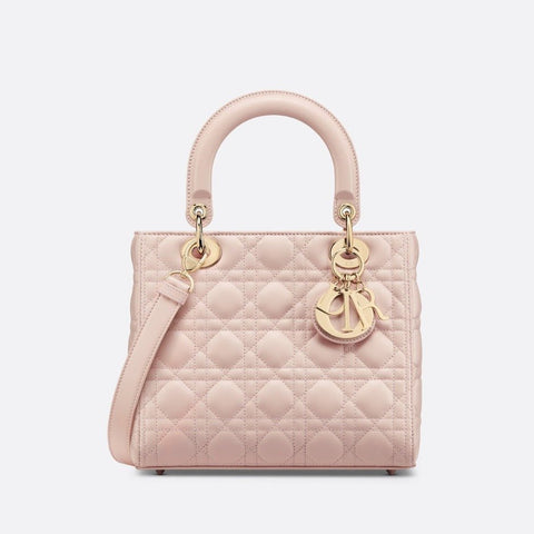 Medium Lady Dior Bag Powder Pink Cannage Lambskin - BEAUTY BAR
