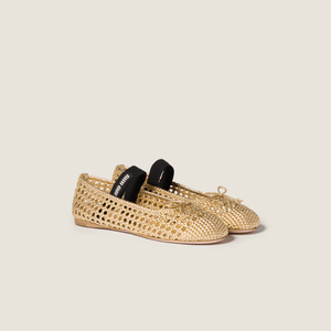 Miu Miu Braided Ballerina Flats Detailed With Soft Leather