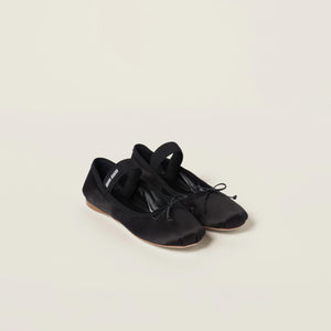 Miu Miu Logo-Strap Satin Ballerinas Shoes