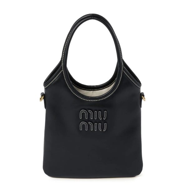 Miu Miu Lvy Mini Leather Tote Bag Black