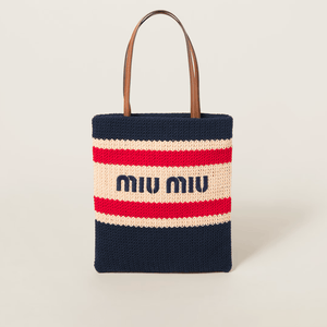 Miu Miu Raffia-Effect Woven Tote Bag