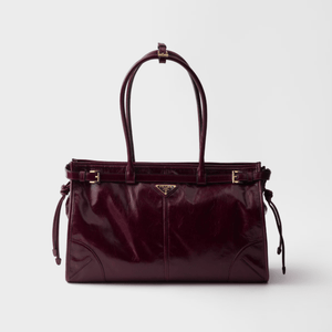 Prada Burgundy Bonnie Large Leather Handbag