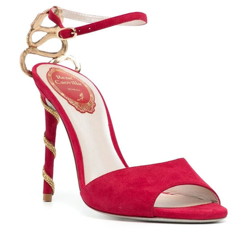 صندل رينيه كاوفيلا بتفاصيل ثعبان 100 ملم من جلد الغزال