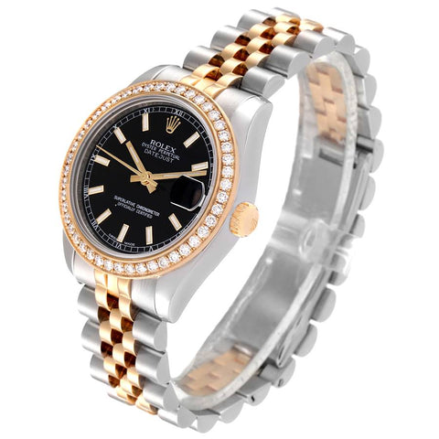 Rolex Datejust Black Index Dial Watch With Crestal - BEAUTY BAR