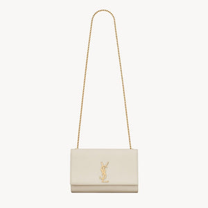 Saint Laurent White Grain De Poudre Monogram Kate Belt Bag