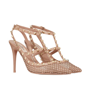 Valentino Garavani Rockstud 100mm Crystal-Embellished Mesh Pumps