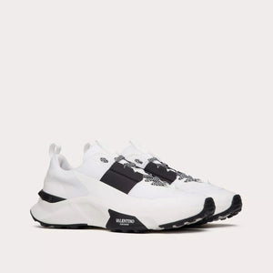 Valentino True Act Low Top Trainer In Mesh And Rubberised Fabric