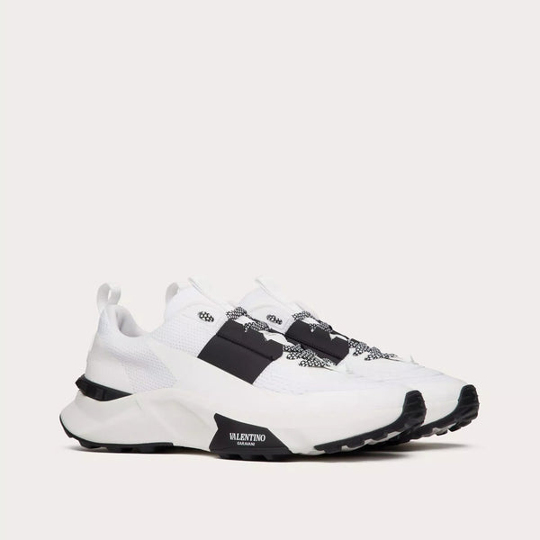 Valentino True Act Low Top Trainer In Mesh And Rubberised Fabric