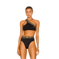 Versace Greca Border One Shoulder Bikini Top