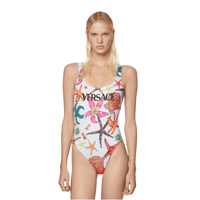 Versace Starfish-Print Swimsuit In White