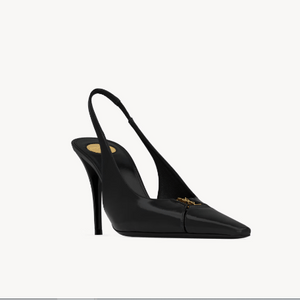 Yves Saint Laurent BabyLone Breteuil Slingback Pumps In Smooth Black Leather