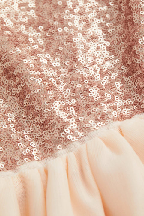 H&M Sequined Tulle Dress Apricot - BEAUTY BAR