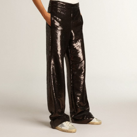 Golden Goose Women's Super-Star With Silver Star and Brown Glitter Heel Tab 5