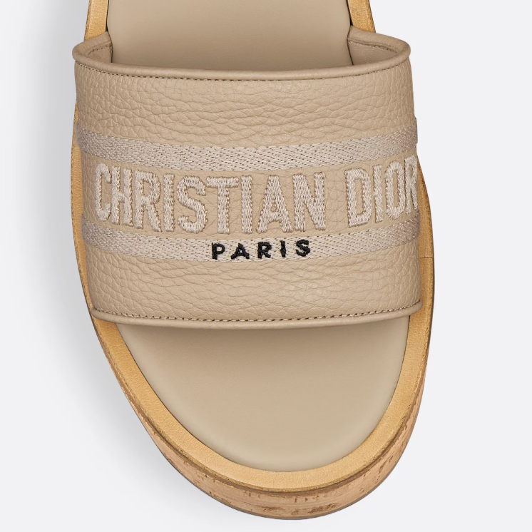 Dway Platform Slide Powder Beige Grained Calfskin 4