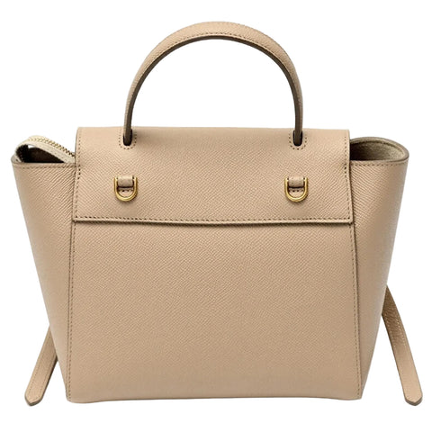 Celine Belt Nano Shoulder Bag In Beige Grained Leather