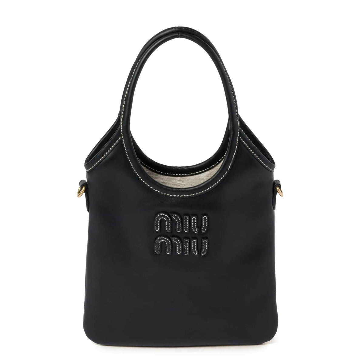 Miu Miu Lvy Mini Leather Tote Bag Black 1